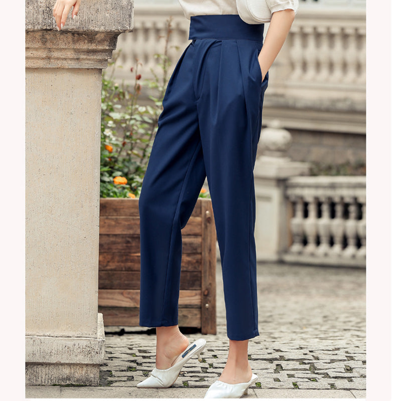 Professional Temperament High Waist Folds Slim Slimming Carrot Pants