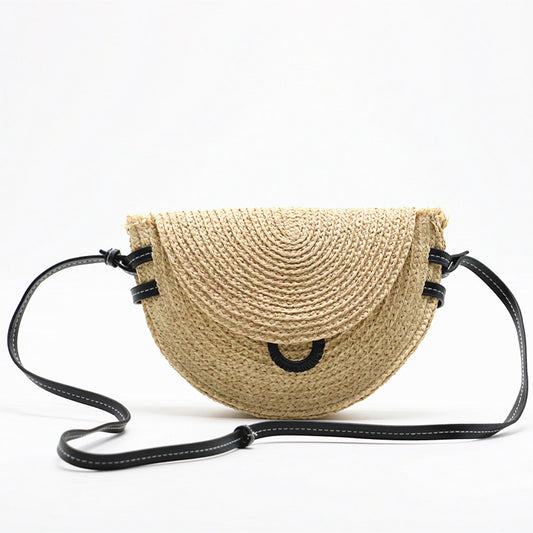 Ny Stil Halmvævet Taske Skuldertaske Messengertaske Sadel Taske Raffia