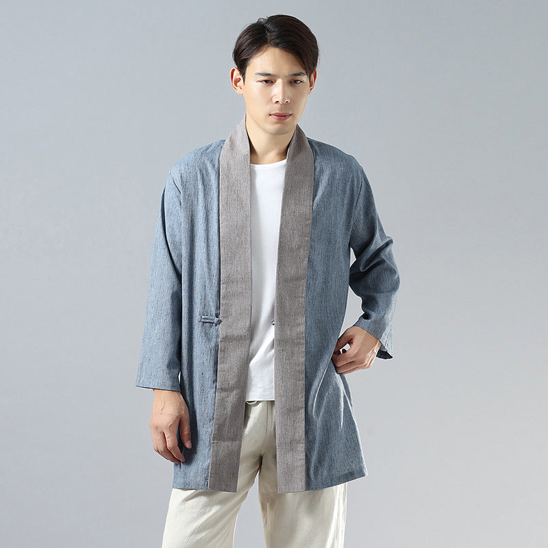 Color Matching Long-sleeved Hanfu With Lapel