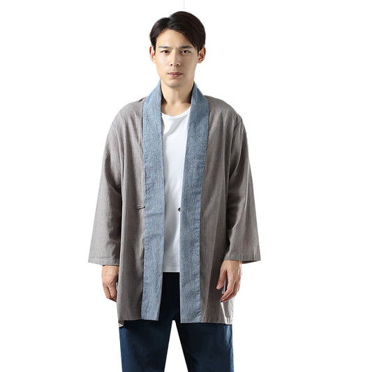 Color Matching Long-sleeved Hanfu With Lapel