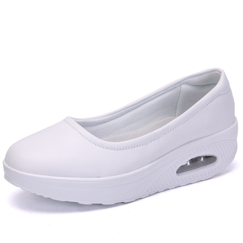 Nurse Shoes Mother Shoes Four Seasons Leather Casual Sports Shoes Women'S Single Shoes Large Size Lightweight Leather Breathable Work Black Shoes