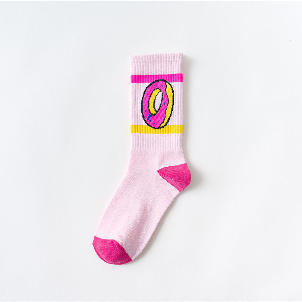 New Women Fashion Cotton Socks Cake Donut Funny Novelty Socks Men Doughnuts Food Crazy Street Socks Teen Funky Sock Fun
