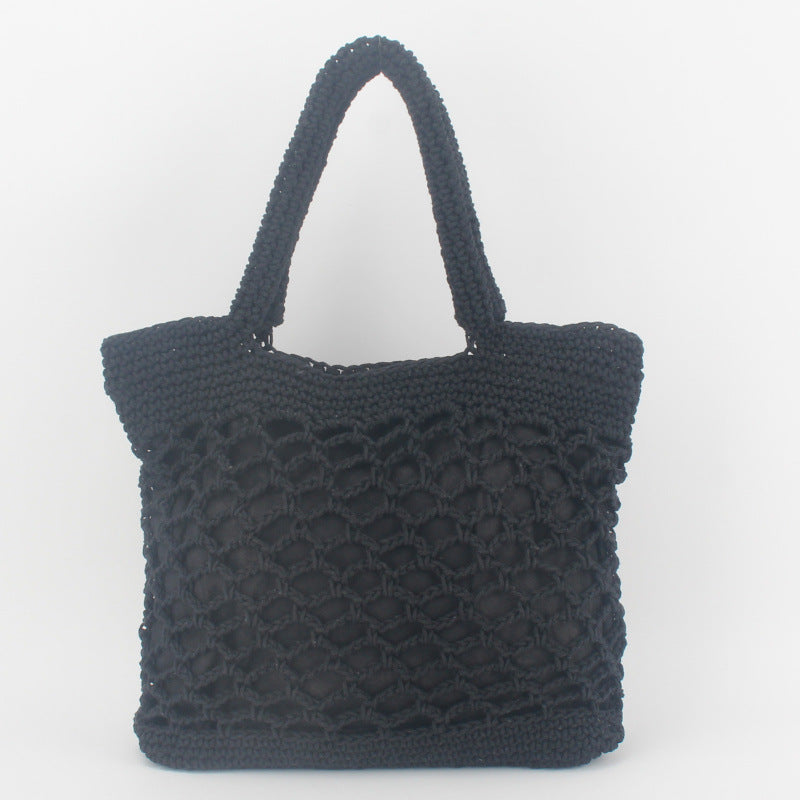 New Crochet Beach Handbag for Girls Summer Straw Rope Hollow Out Hand Woven Totes Bag Women Hollow Knitting Handbag
