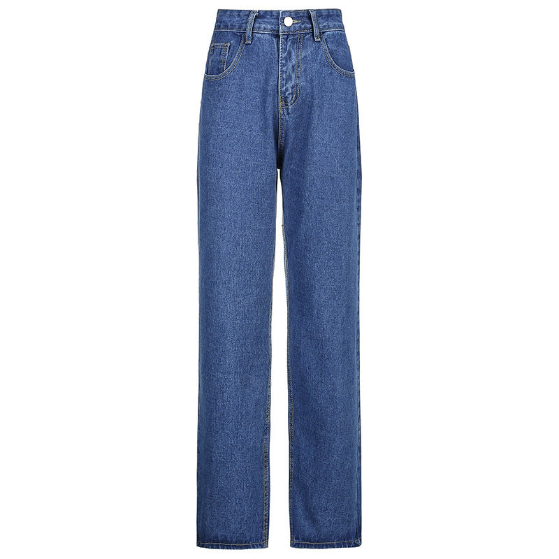 Women's Trousers Back Big Butterfly Print Drape Straight-leg Jeans Women Casual Trousers