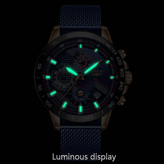 Men's Mesh Strap Watch Multifunction Chronograph