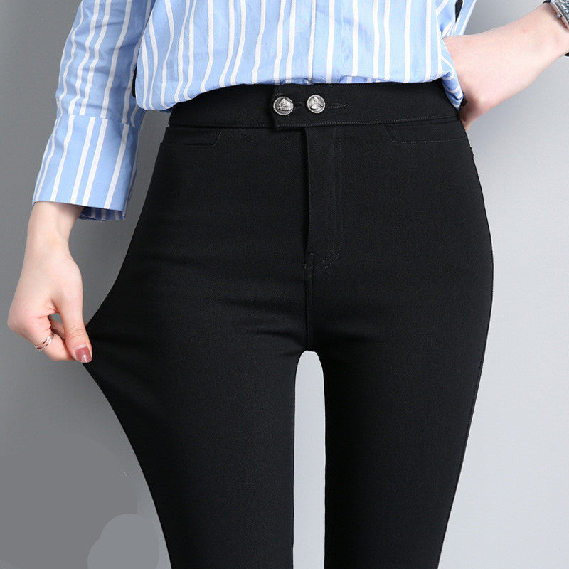 Elastic Leggings Women'S Outer Wear New High Waist Black Pencil Feet Black Pants