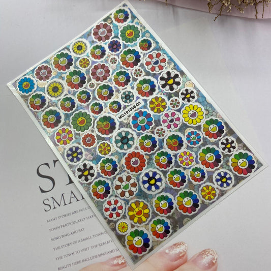 DIY Japanese Thin Transparent Adhesive Nail Stickers Murakami Sunflower September New Syle Factory Direct Supply