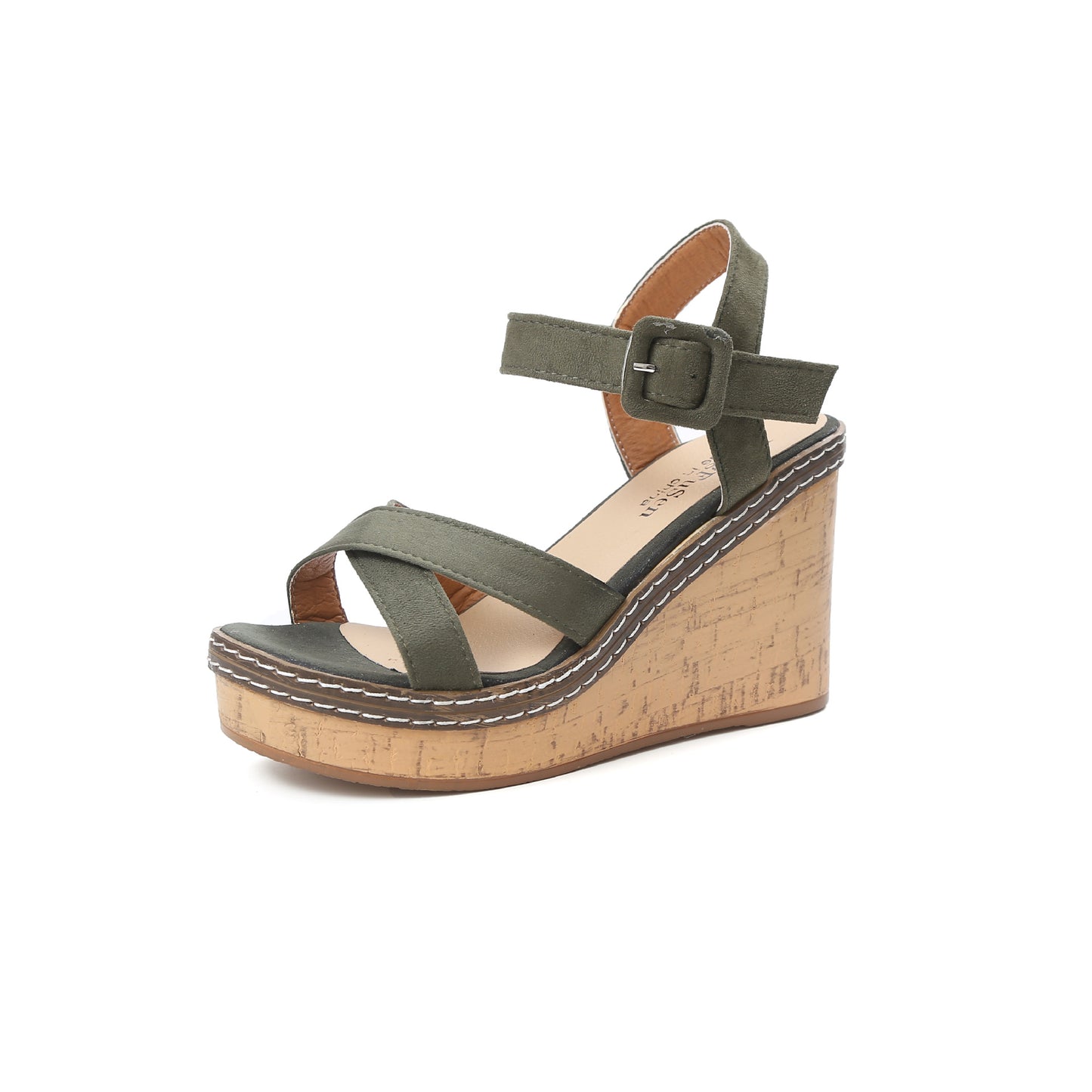 Wedge Heel Buckle Suede Open-toe Sandals