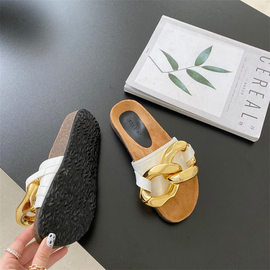 Ladies Fashion Flat-Bottom Baotou Half Slippers