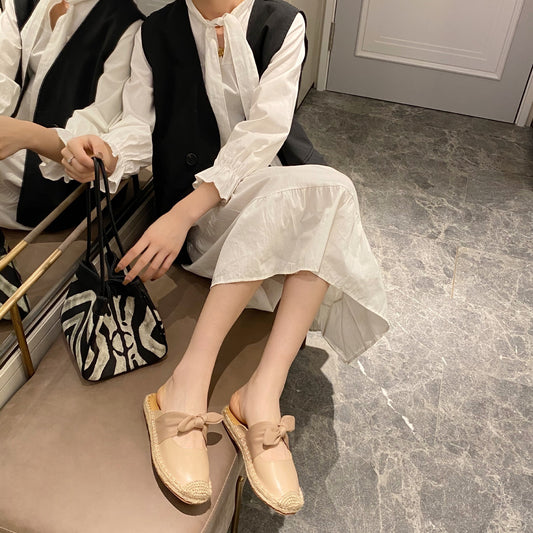 Fisherman Shoes Women's Flat Bottom New Baotou Half Slippers, Sandals, Single Shoes, Lazy Shoes