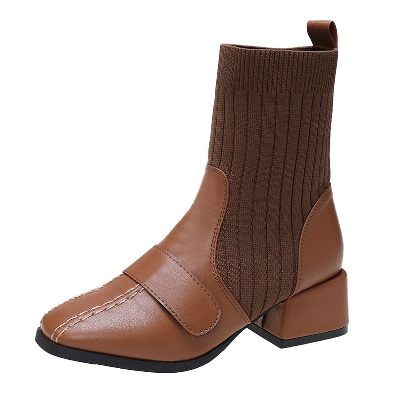 Autumn And Winter New Fashion Mid Tube Women's Boots Thick Heel Ankle Boots
