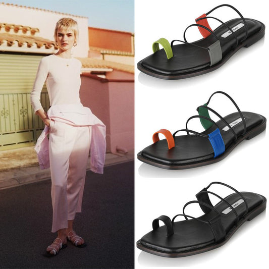 New Roman Cross Strap Flat Slippers