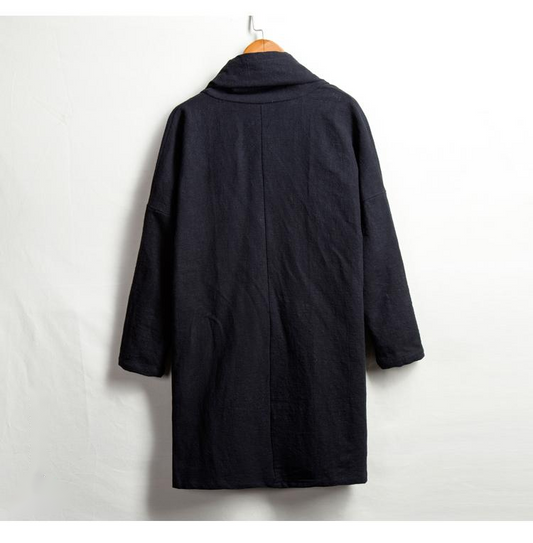 Cotton And Linen Men's Mid-Length Windbreaker Jacket