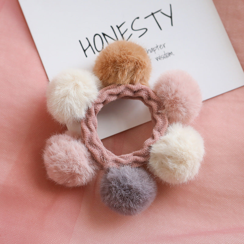 Chouchous A Pompons Pour Femmes Et Filles, Bande Elastique, Accessoires Pour Cheveux, Corde Gomme, Mignon