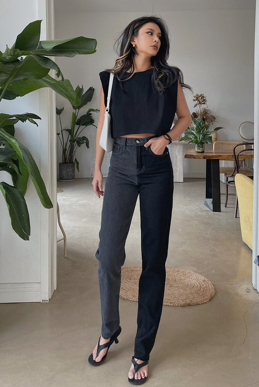 Jeans Look Thin Straight Trousers