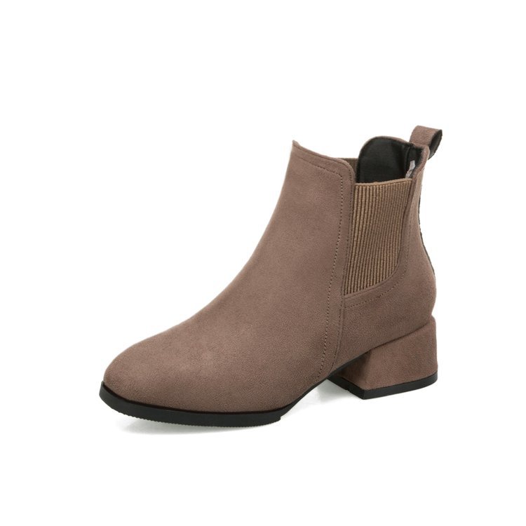 Square Toe Thick Heel Short Boots Comfortable Suede Mid-heel Women's Boots