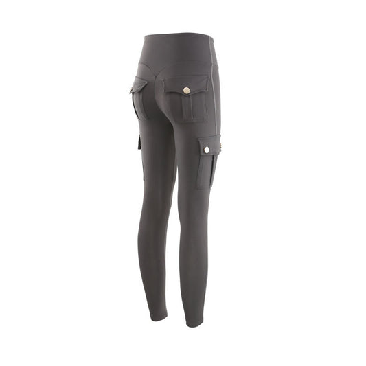 Net Red Pocket Fitness Pants Women Stretch Tight Sexy Sports Pants