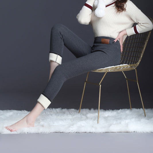 Ekstra Tykke Lamb Velvet Leggings Til Kvinder Til Yderbrug Plus Fløjl Fortykning Stræk Til Store Størrelser Til Øget Varmebukser
