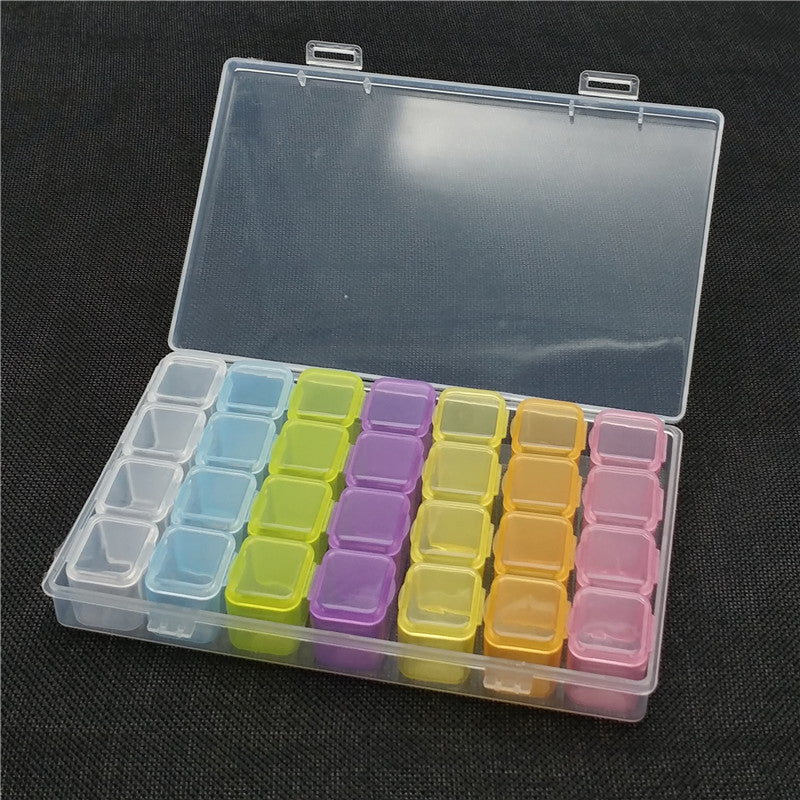Manicure Tool Set 28 Grid Jewelry Box Open Mini Diamond Box Storage Box