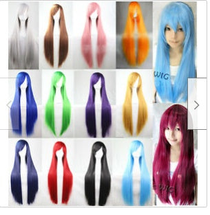 Cos Wig Color Long Straight Hair Cosplay Wig European And American Animation Hot Selling Spot 80cm Fake Found Goods