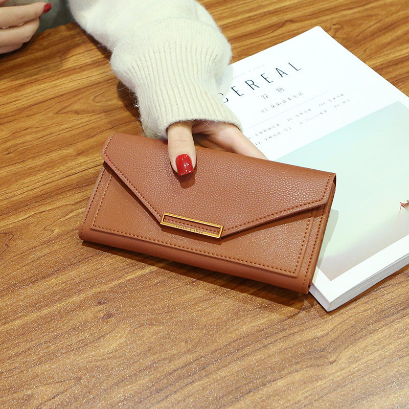 Wallet New Female Korean Style Trendy Personality Long Paragraph Small Fresh Multi-Function Buckle Japanese And Korean Retro Thin Coin Purse