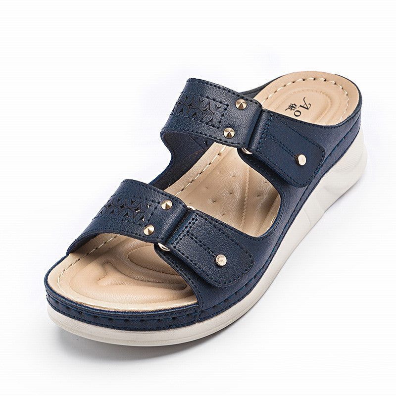Women's Plus Sizes Casual Rivet Wedge Slippers