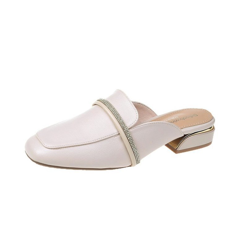 Baotou sandaler og tøfler, mellemhælet, semi-traveled, sommer nye afslappede, semi-understøttede, blødsålede damesko, tykhælede sko, kvinder