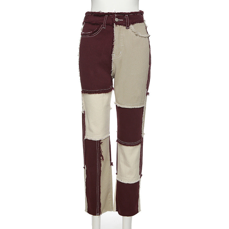 Sommer Kvinders Nye Højtaljede Farvematchende Slanke Street Fashion All-Match Slim Jeans