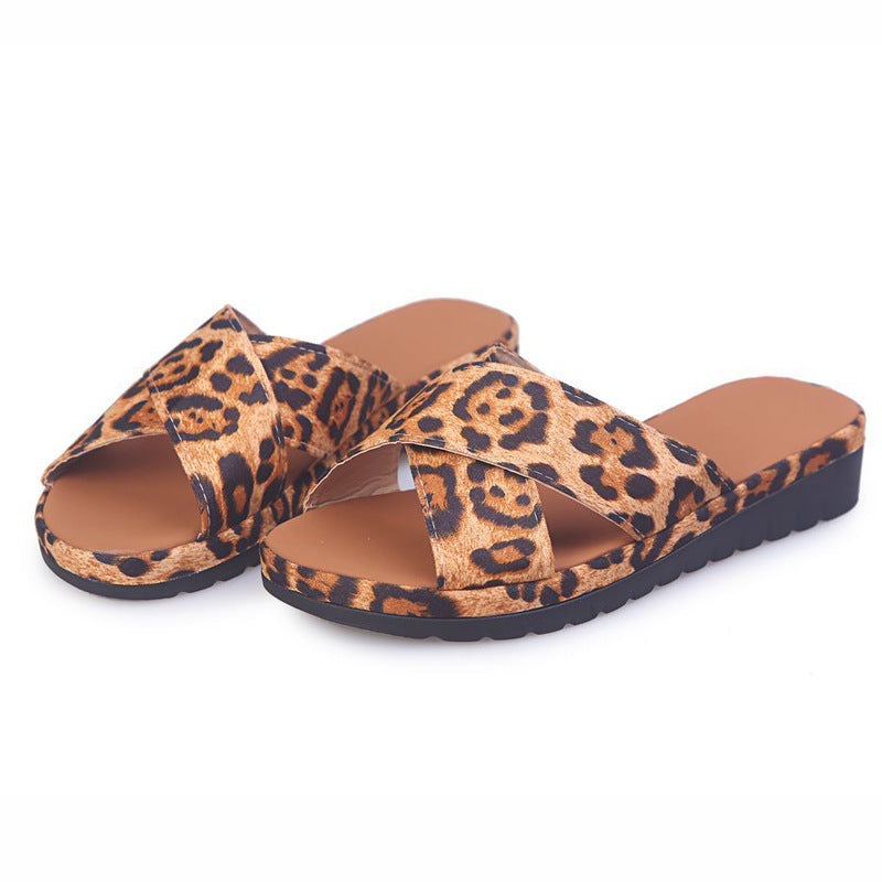 Cross Wedge Heel Open-toed Sandals And Outer Slippers