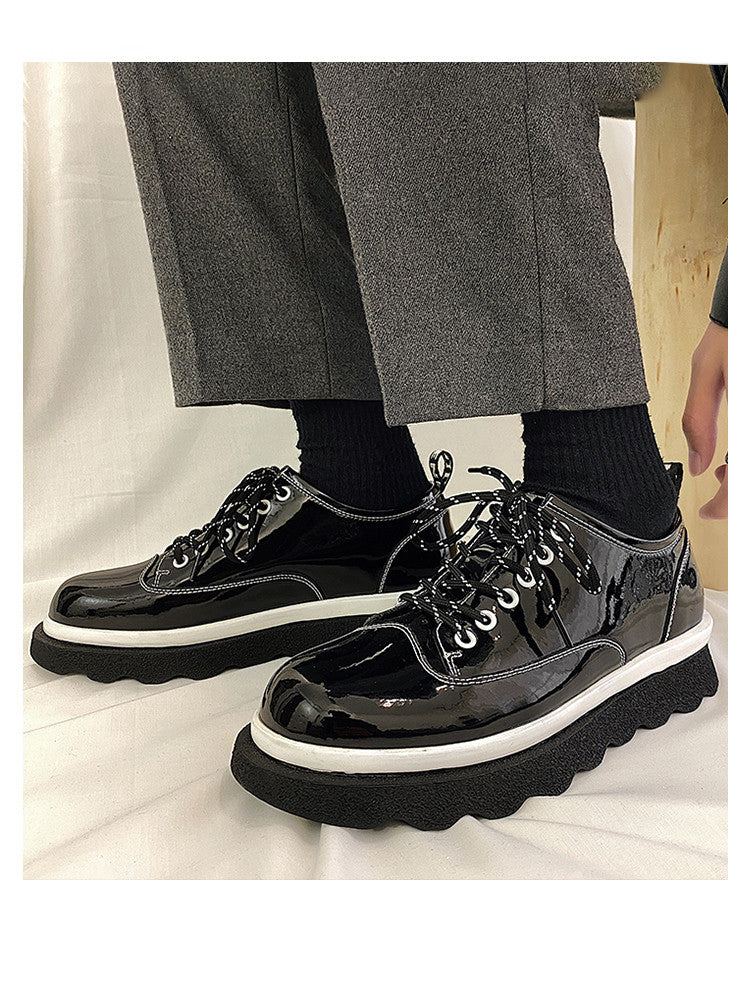 Patent Leather Bright Surface Platform Platform Shoes