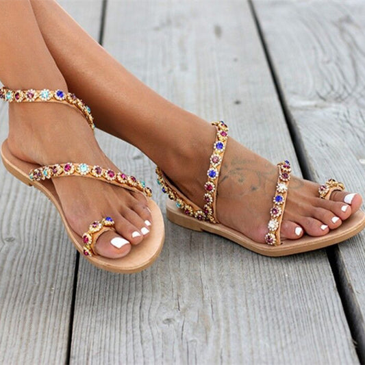 Set-toed Rhinestone Outer Wear Sandals Fashion Women's Shoes