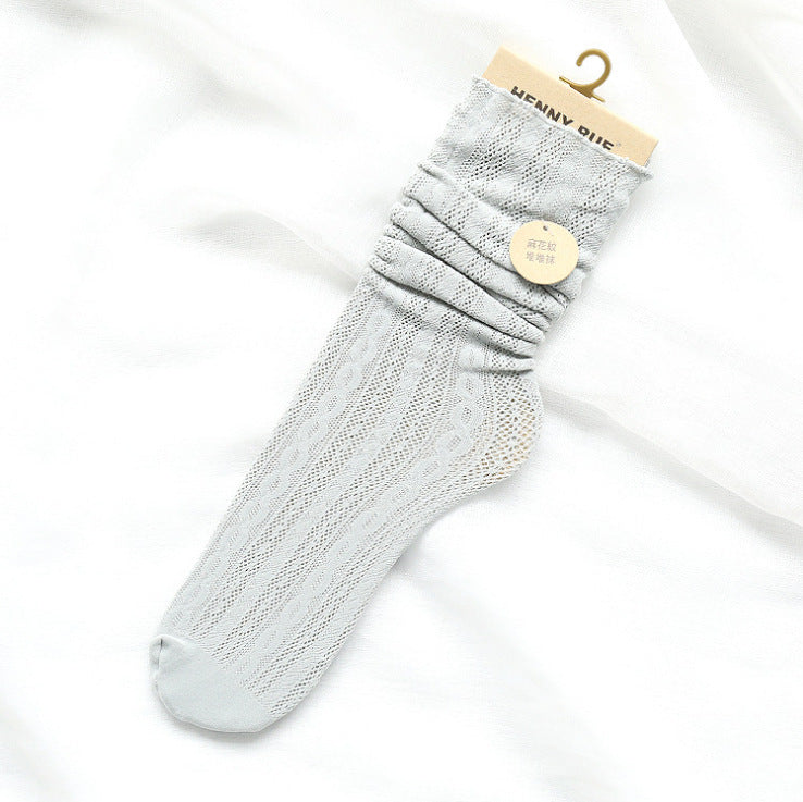 New Style Hemp Pattern Elastic Wood Ears Hollow Piled Pile Of Women'S Socks