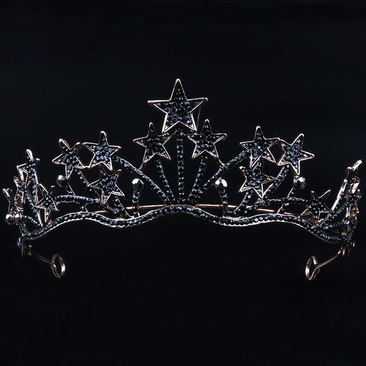 Black Crown Queen Big Crown Bridal Wedding Headdress Amazon Exaggerated Star Headband