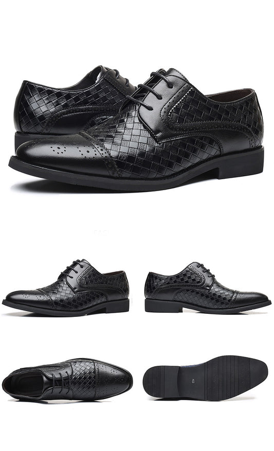 Fall New European Style British Large Size Men's Shoes Woven Fashion Brooch Carved Men's Formal Leather shoes