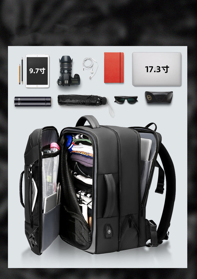 Backpack Men's 17.3 Inch Expandable Computer Bag Men's Multifunctional Backpack Large-Capacity Business Travel Business Bag