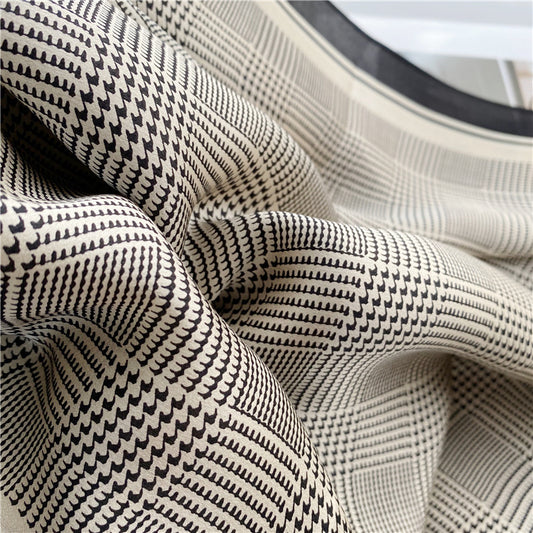 Black And White Houndstooth Long Silk Scarf Autumn Style Fashion Shawl Dual-use