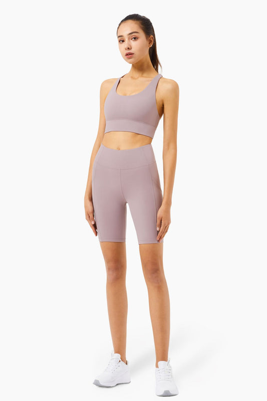 Sports Fitness Pants Women High Waist Peach Hip Yoga Pants Pocket Five-Point Shorts