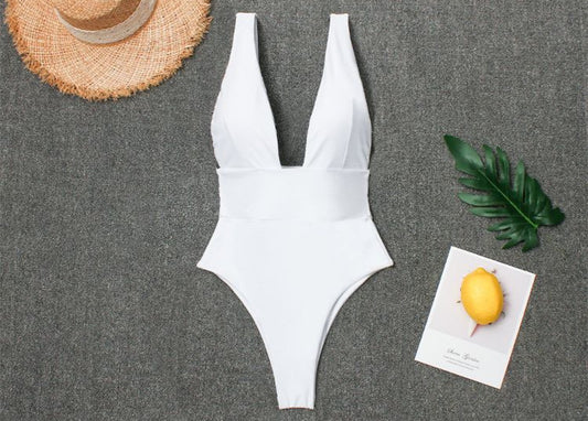 One-piece V-neck, Leak-back And High-waisted Sexy Ladies Swimsuit