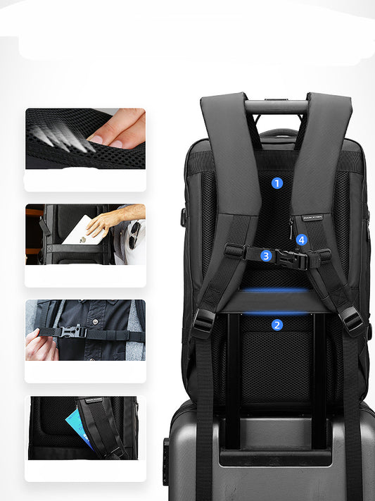Backpack Men'S Backpack Emergency Raincoat Large Capacity Business Trip 17 Inch Laptop Bag
