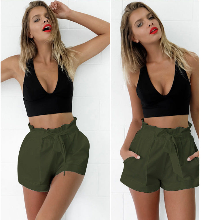 Women's Pants Elastic Wide Leg High Waist Casual Shorts
