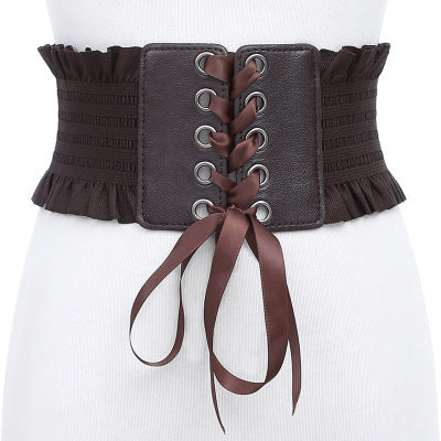 Ladies Fringed Bow Tie Belt Belt Super Wide Girdle Fashion Skirt Bandage Decoration Girdle Korean Version Of All-Match Female