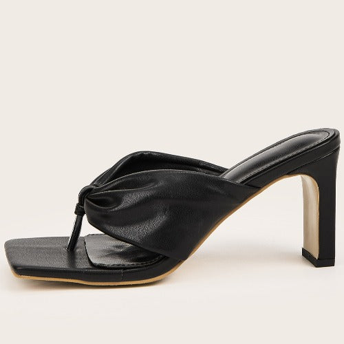 Macaron Sexy Modern Trendy Fan Feet Wide Flip-flops High Heels European And American Atmosphere