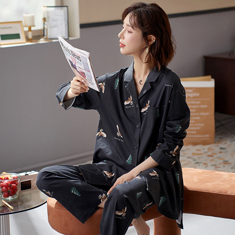 Extended Cardigan Long Sleeve Pajamas