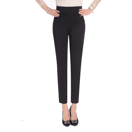 Middle-Aged And Elderly Elastic Waist Pants Stretch Mother Pants Summer Thin Middle-Aged Women'S High Waist Large Size Trousers