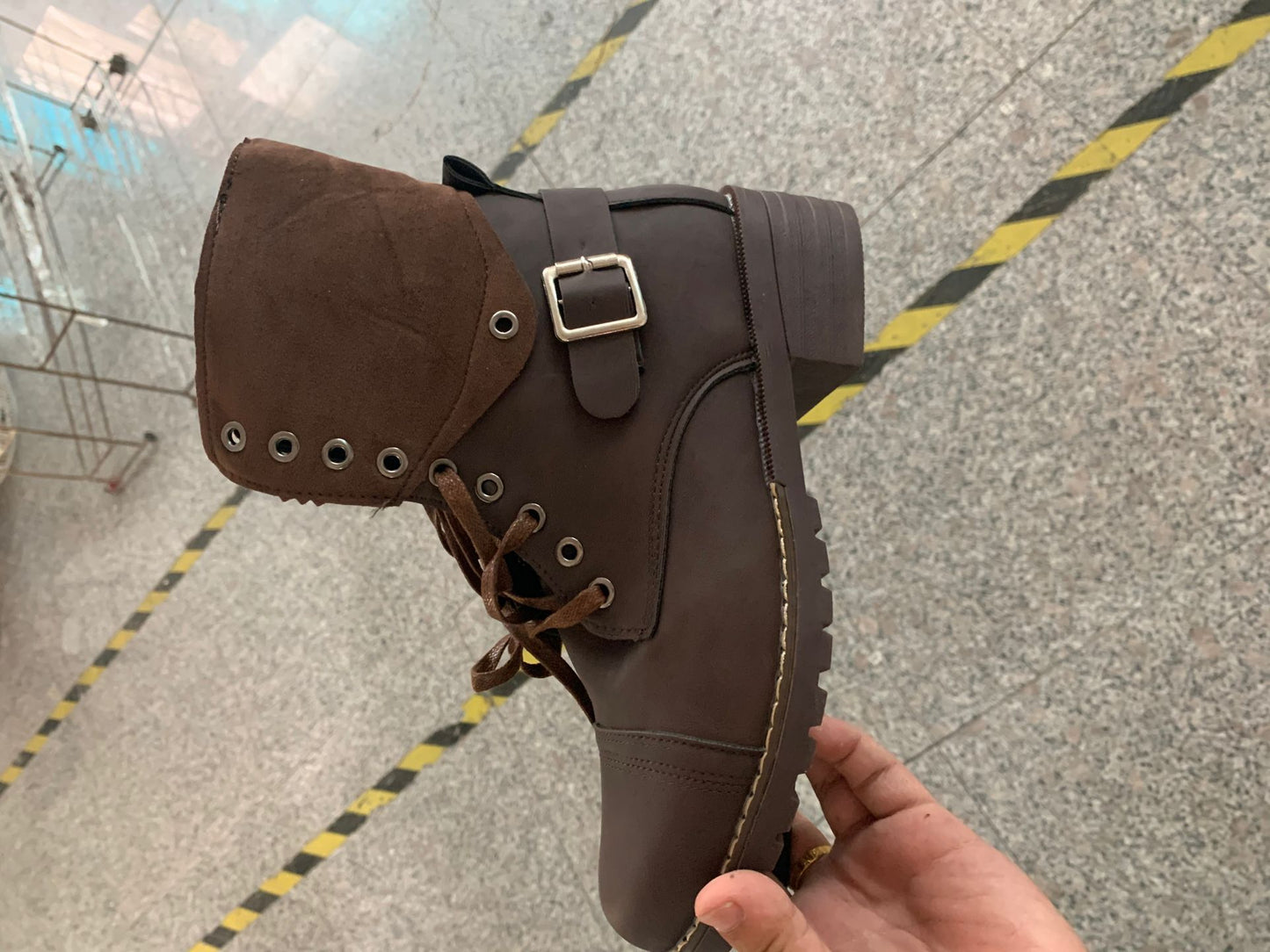 Martin Boots Women'S Autumn New Belt Buckle British Retro Lace-Up Thick-Heeled Short-Tube Women'S Boots Wish Large Size Leather Boots