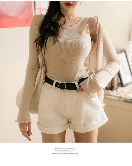 Curled Elastic Ladies Denim Shorts Female Student Pants Foreign Trade Women'S Clothing