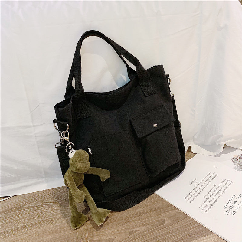 Foreign Style Canvas Bag Large Bag Women's New Fashion Korean Versatile Messenger Bag Large Capacity Single Shoulder Bag Handbag
