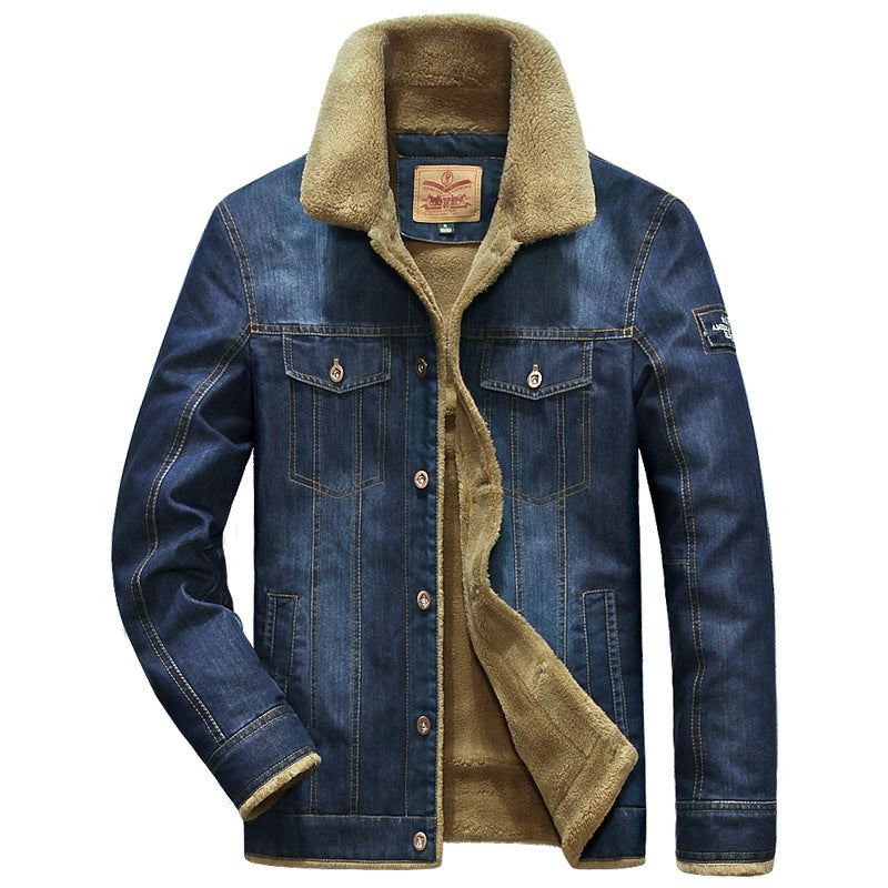 Winter Denim Jacket Men'S Denim Jacket Style Fashion Casual Plus Size Plus Velvet Coat Cotton Coat
