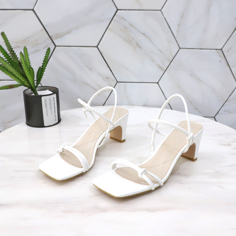 Summer New Style Two-Wear Fashion Simple Personality Trend With A Small Square Head Thick High-Heeled Fashion Women's Sandals And Slippers