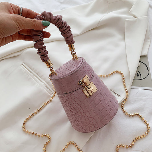 Bucket Bag Pattern Fold Handbag Chain Popular Shoulder Bag Messenger Female Bag